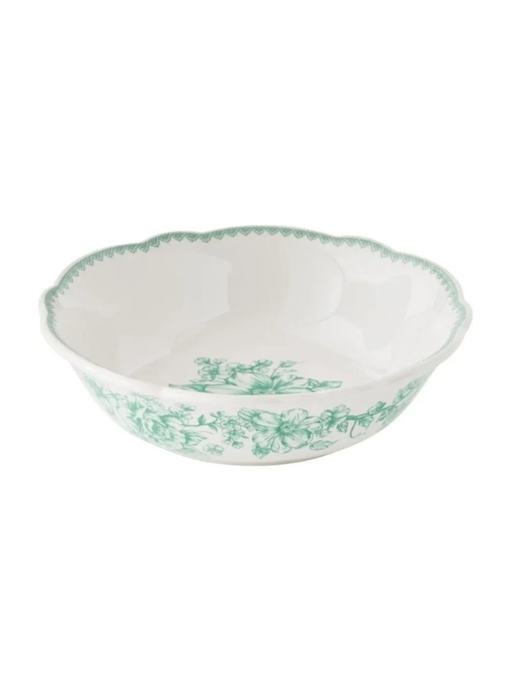The Pioneer Woman Home Green Floral Design Agatha Stoneware Cereal Round Bowl